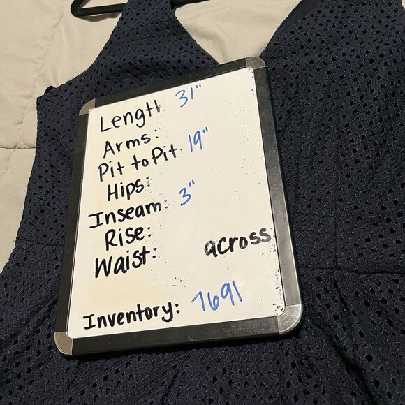 City Triangles Navy Blue Eyelet Sleeveless V Neck Back Romper Shorts Juniors 13 - Picture 9 of 9